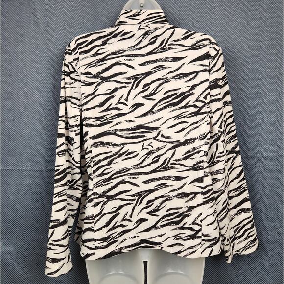 Additions by Chico's Jacket Size 1 US Medium Zebra Print Pockets - Picture 2 of 10